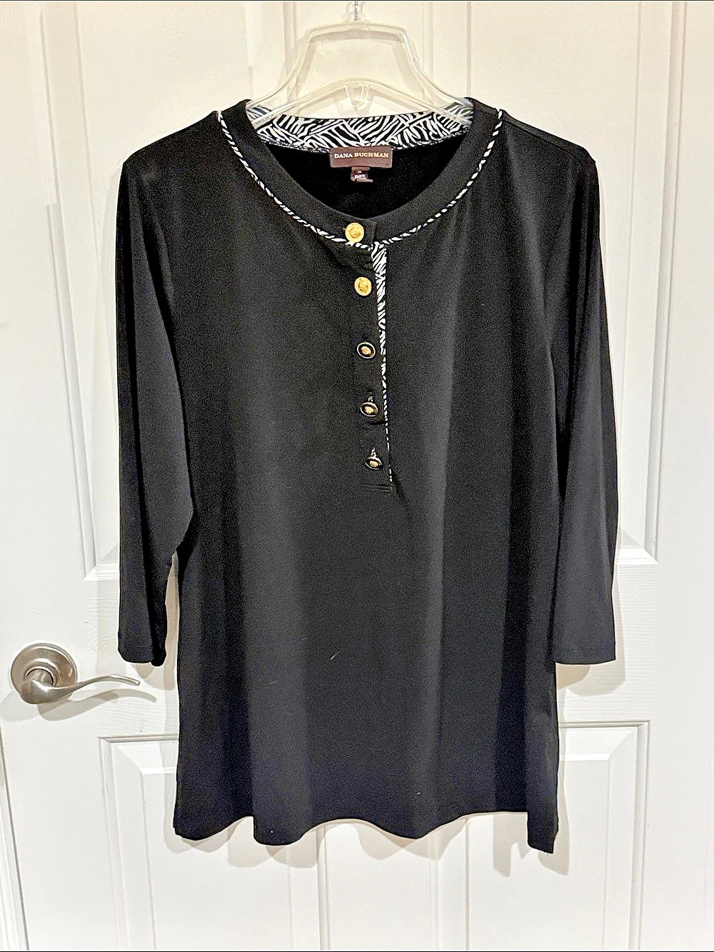 Dana Buchman Black & White Animal Print Tunic XL Like New BL5